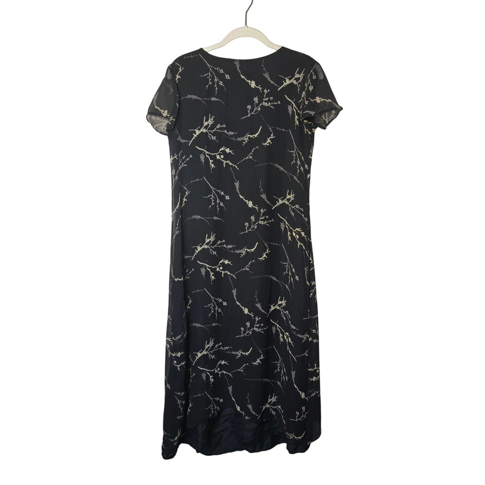 Vintage Emily Spencer 90's, y2k, 100% silk whimsygoth dark floral maxi dress.